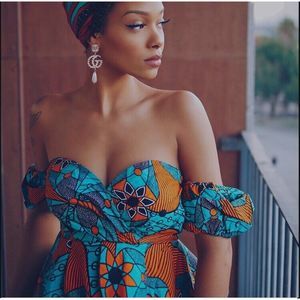 L’aviye Anita African Print Shoulder Top Size 16